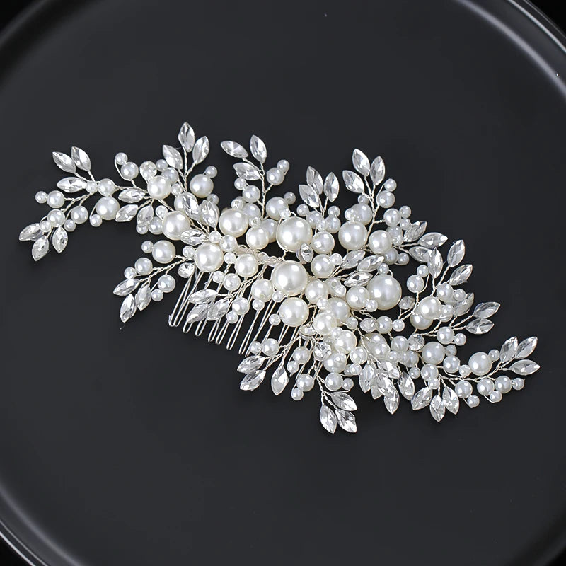 Pearl & Rhinestone Hair Comb Headpiece