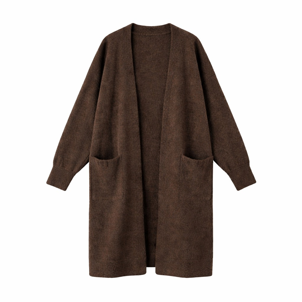 Women’s Mid-Length V-Neck Knit Cardigan – Loose Fit