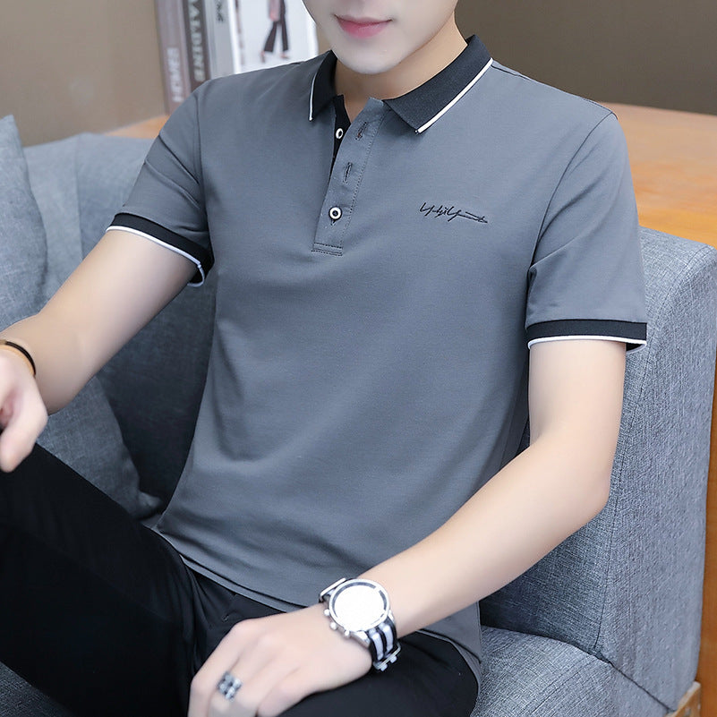 Men’s Summer Polo Shirt – Cotton Stretch Slim Business Casual Top