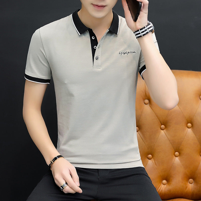 Men’s Summer Polo Shirt – Cotton Stretch Slim Business Casual Top