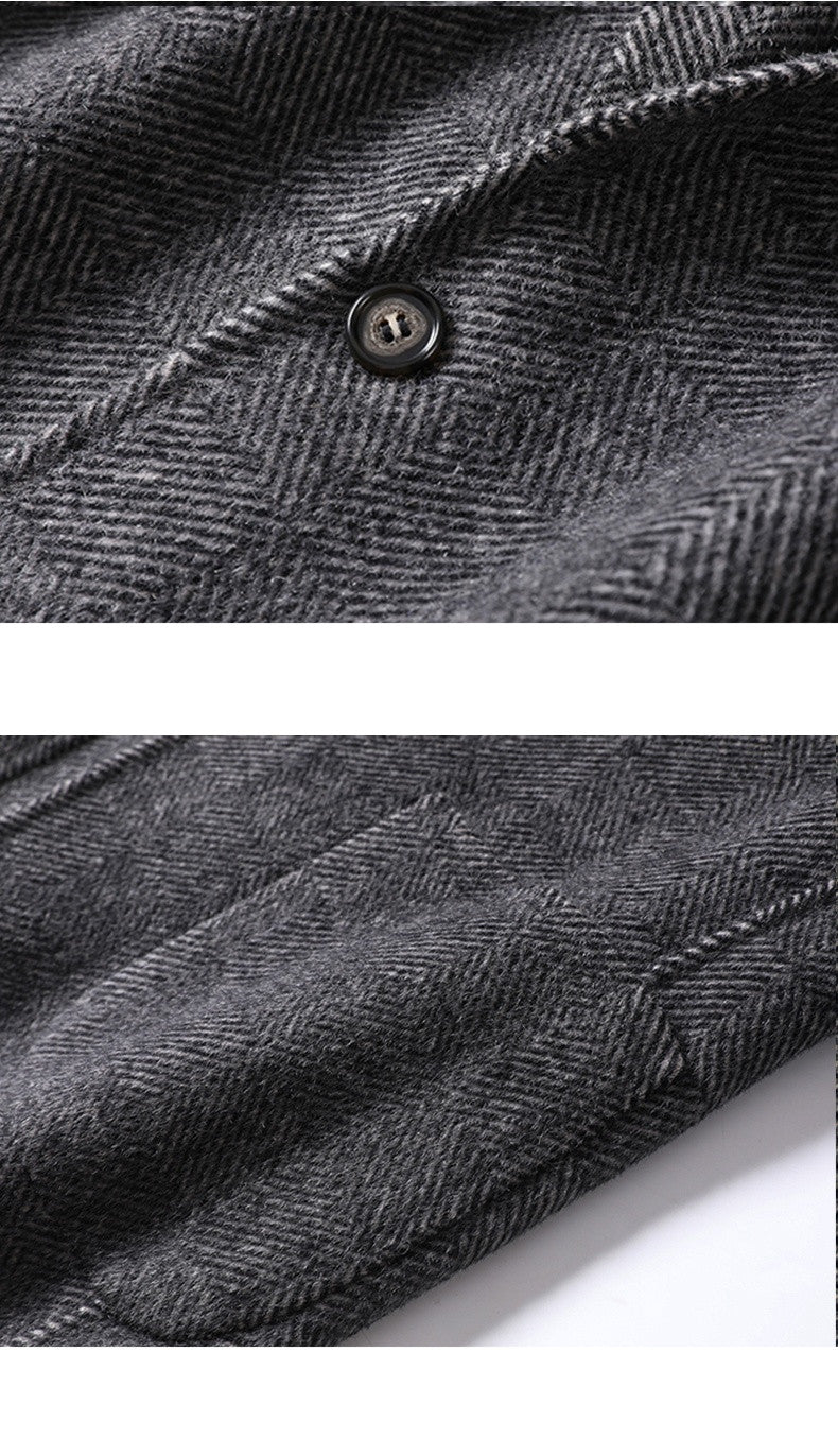 Men’s Long Wool Winter Coat – Slim Fit Casual