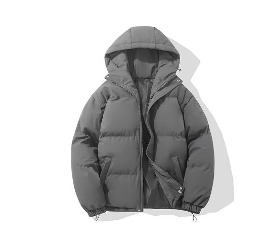 Men’s Hooded Puffer Jacket - Solid Colour Winter Coat