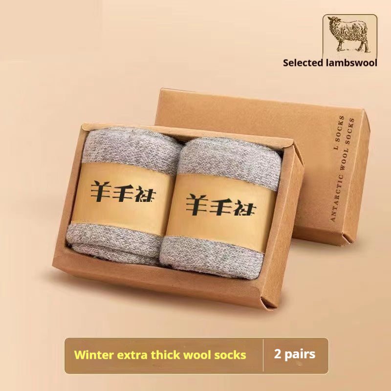 Thick Wool Winter Socks – Anti-Slip, Warm & Breathable Mid-Calf Socks