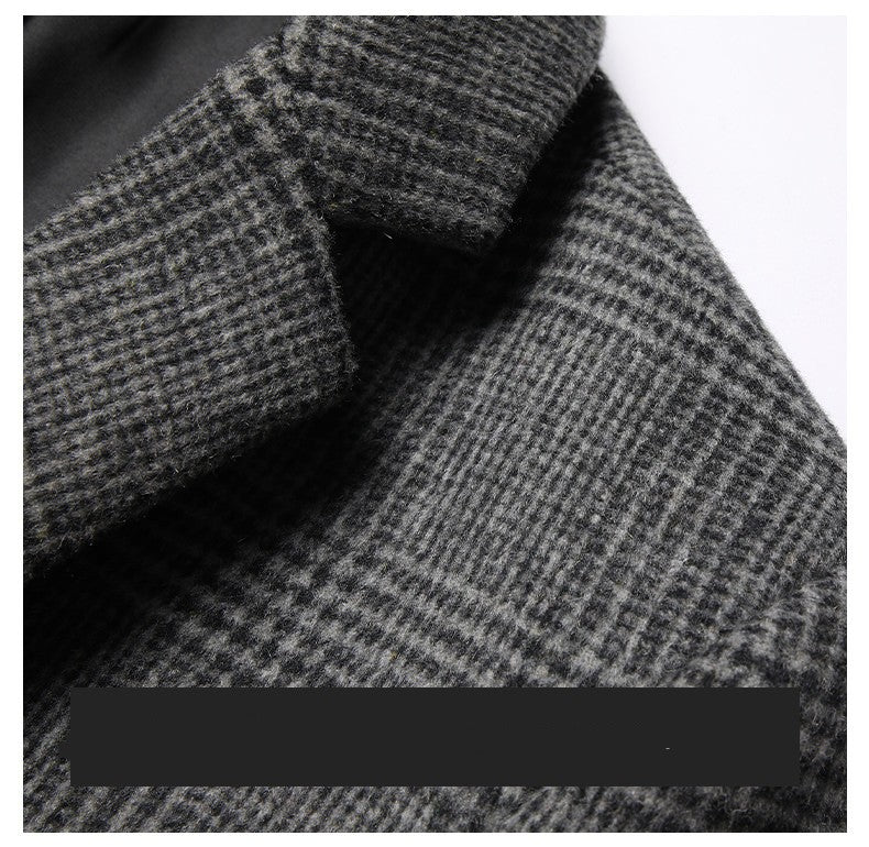 Men’s Plaid Wool Two-Button Casual Blazer