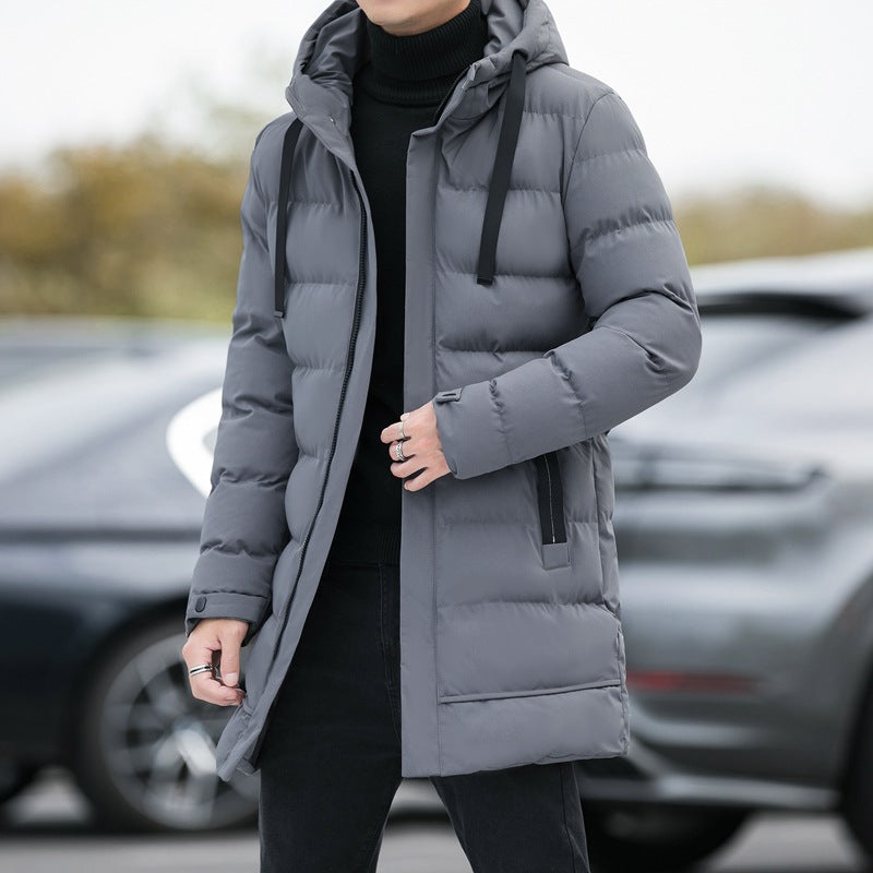 Men’s winter jacket size chart showing measurements from M to 7XL for length, shoulder, bust, and sleeve