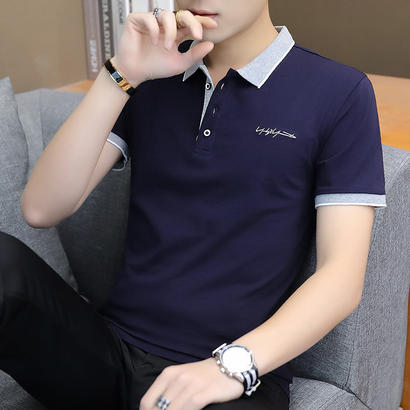 Men’s Summer Polo Shirt – Cotton Stretch Slim Business Casual Top