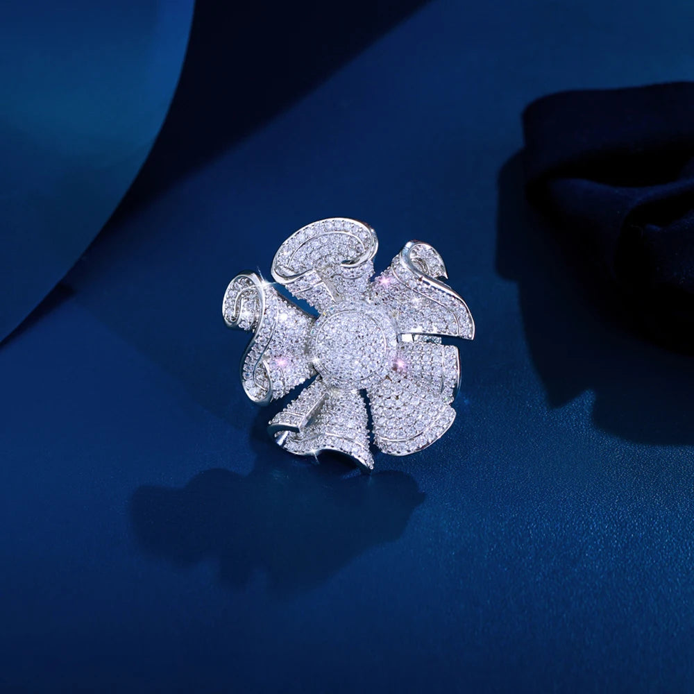 Luxury Flower Cubic Zirconia Ring – Bridal & Party Jewelry Gift for Women