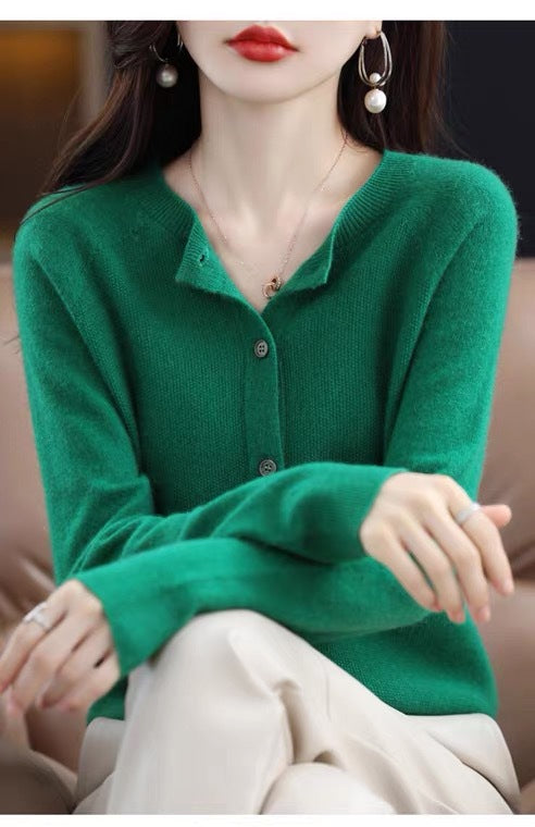 Velours Merino Button Cardigan