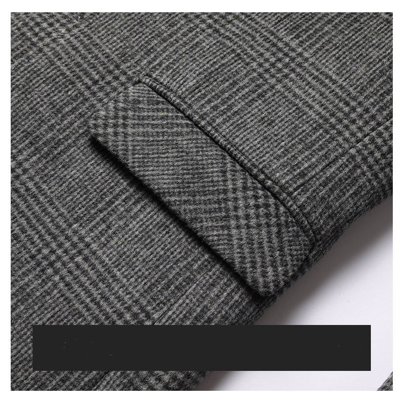 Men’s Plaid Wool Two-Button Casual Blazer