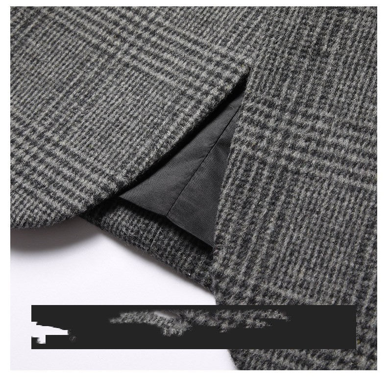 Men’s Plaid Wool Two-Button Casual Blazer