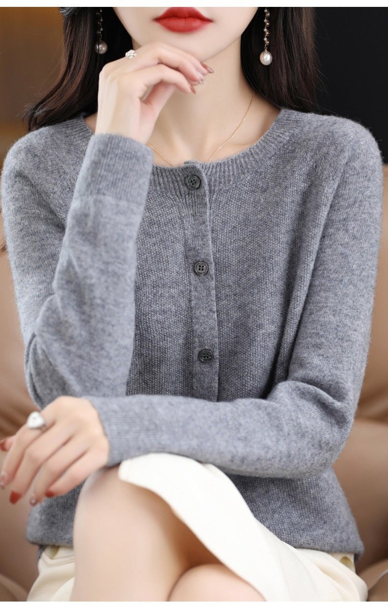 Velours Merino Button Cardigan