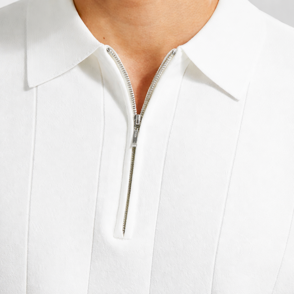 Men’s Zip-Collar Polo Shirt – Short Sleeve Summer Tee