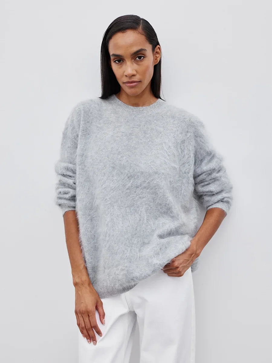 Blubelle Women’s Solid Knit Sweater – O-Neck Long Sleeve Loose Fit Pullover | Autumn & Winter Casual Fashion Top