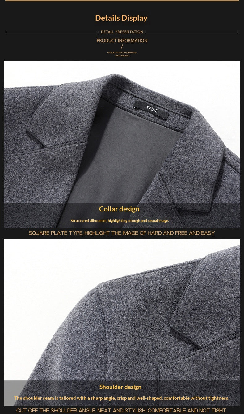 Men’s Wool Double-Faced Overcoat – Loose Fit Classic Long Coat