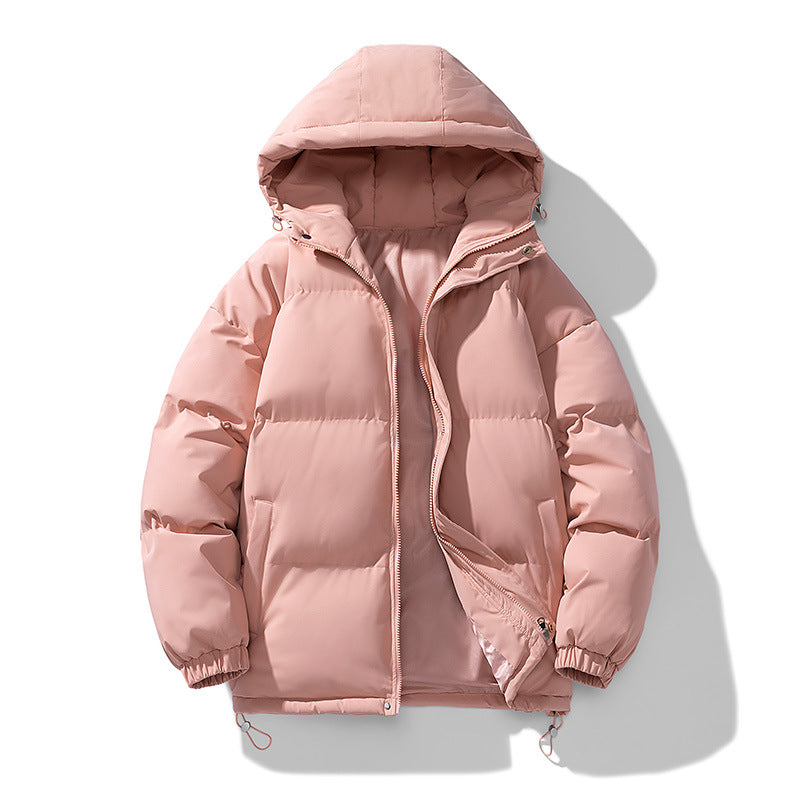 Men’s Hooded Puffer Jacket - Solid Colour Winter Coat