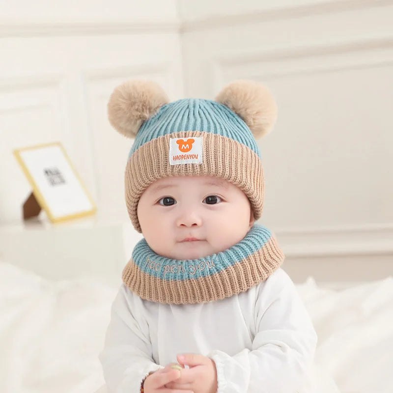 Double Pom Pom Hat & Scarf Set - Infants and Toddlers