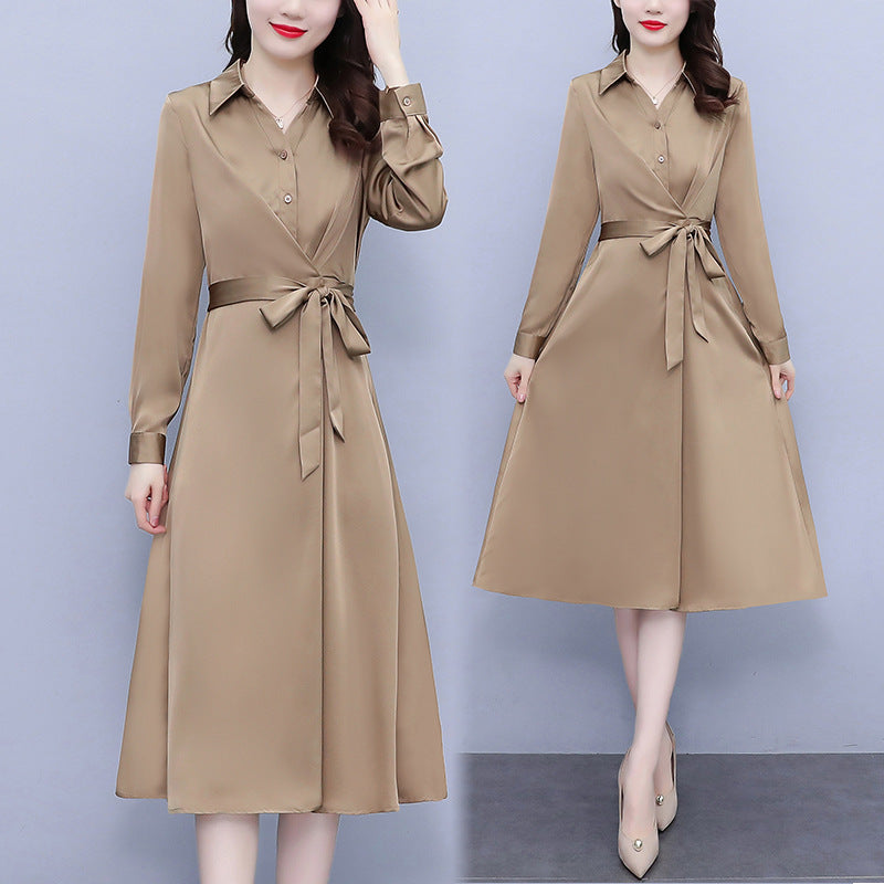Women’s Belted Shirt Dress – Slim Fit Midi Dress