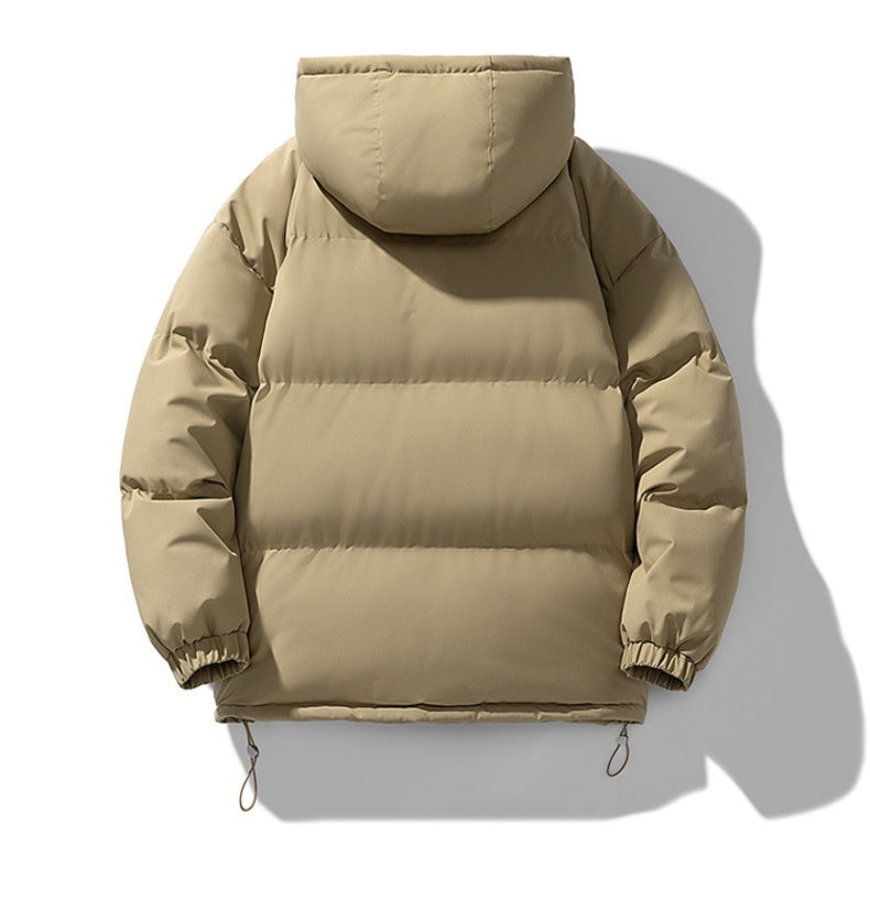 Men’s Hooded Puffer Jacket - Solid Colour Winter Coat