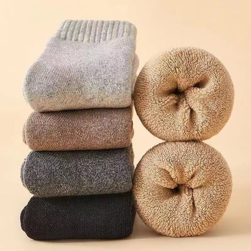 Thick Wool Winter Socks – Anti-Slip, Warm & Breathable Mid-Calf Socks
