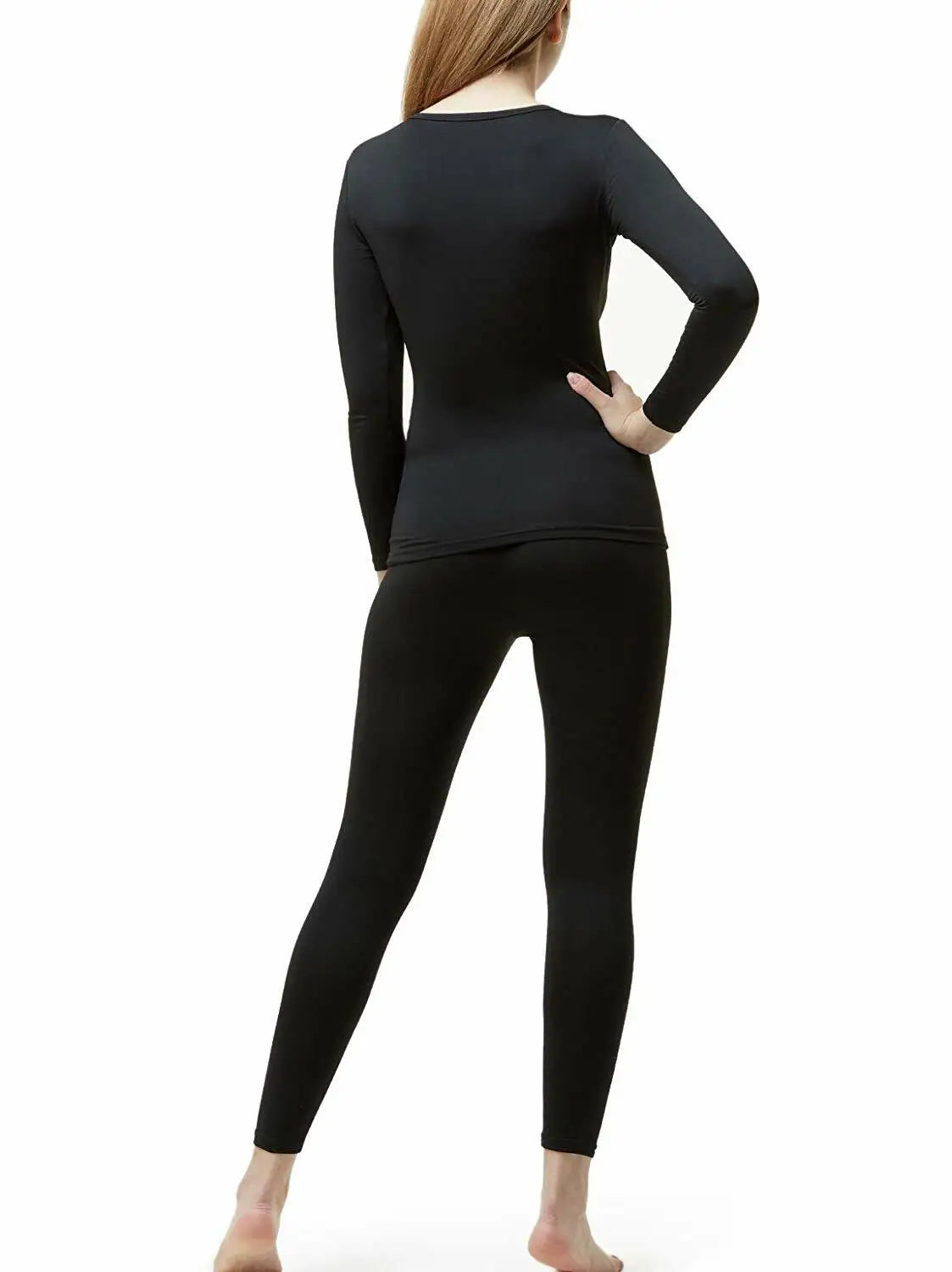 Women’s Fleece-Lined Thermal Base Layer Set – Lightweight Long-Sleeve Top & Leggings
