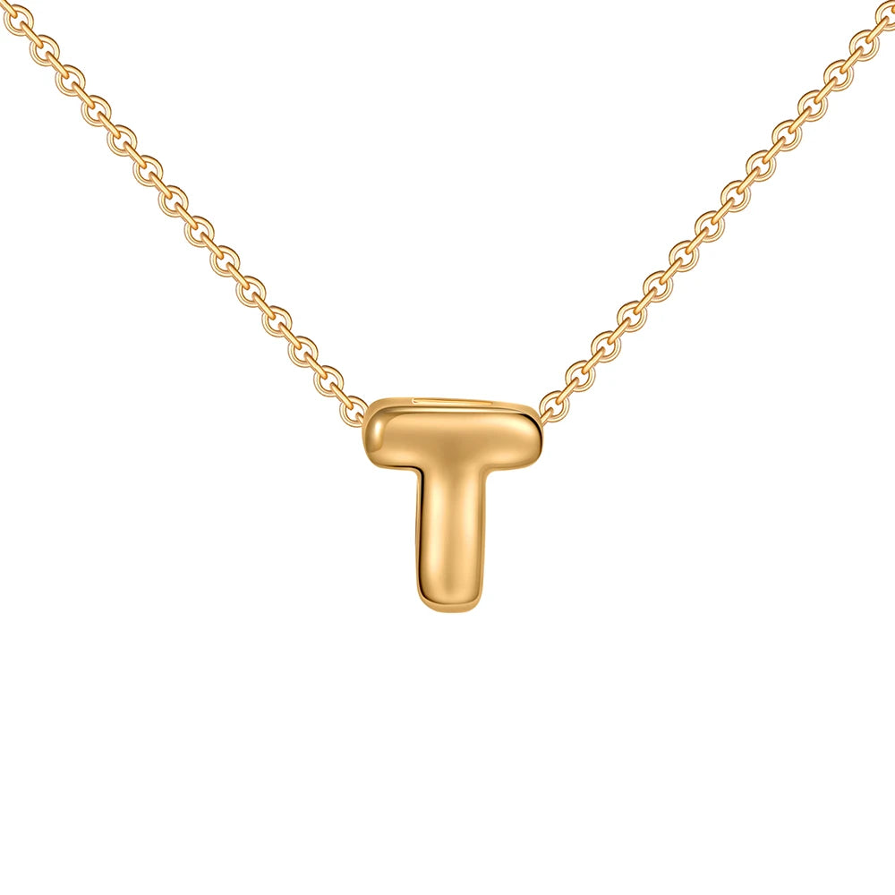 Dainty Mini Bubble Letter Necklace Gold Plated Balloon Initial Tiny Small Pendent Necklaces for Women Jewelry Teen Girls Gifts