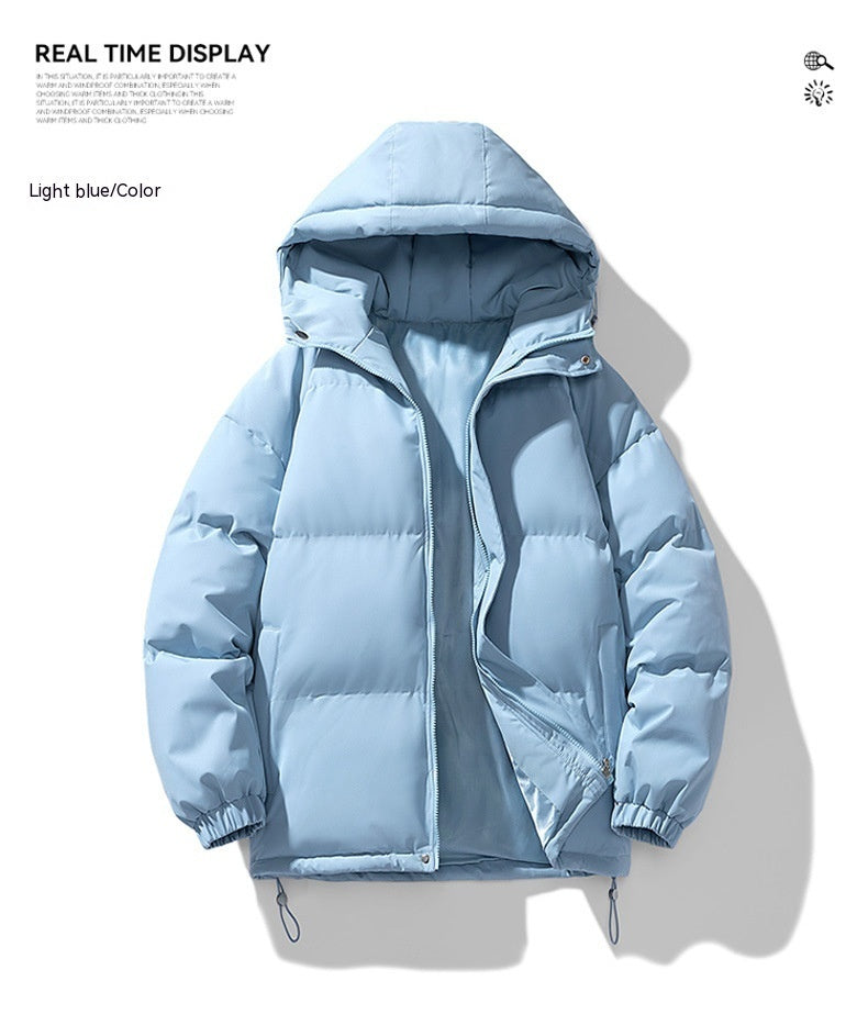 Men’s Hooded Puffer Jacket - Solid Colour Winter Coat