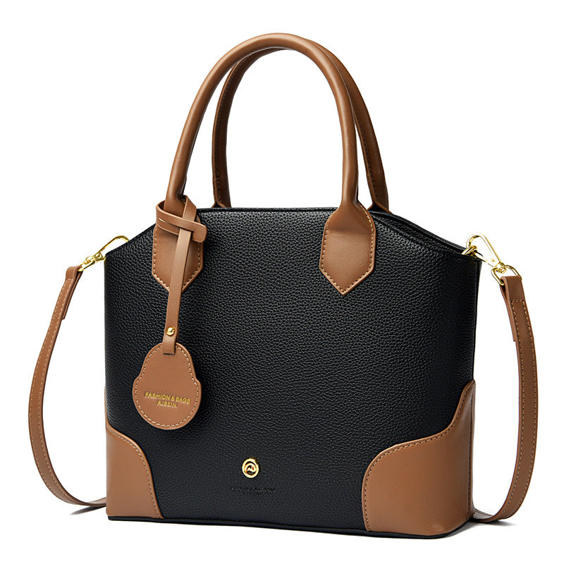 Classic Contrast-Trim Top-Handle Crossbody Bag
