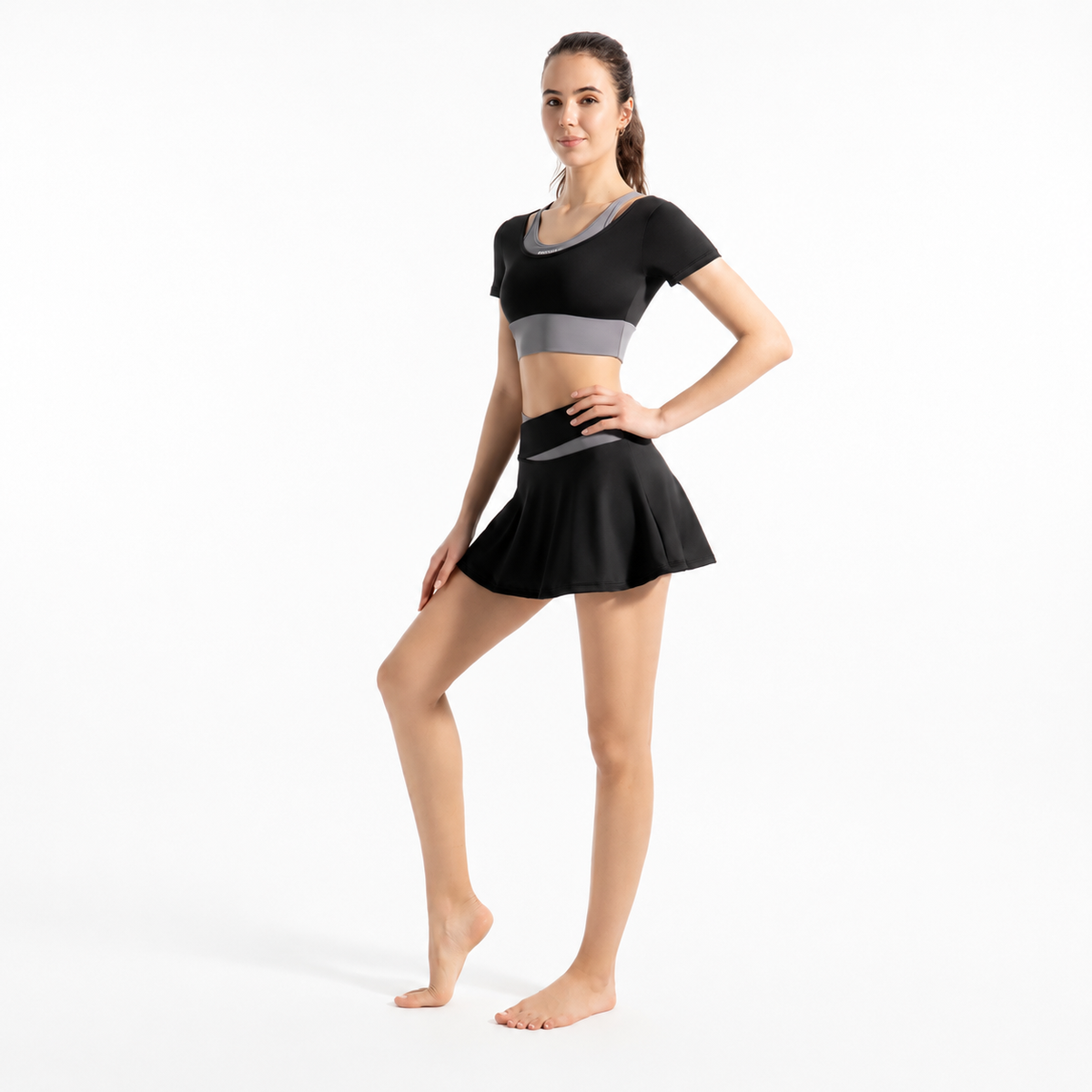 Women’s Quick-Dry Cropped Top & Sports Skort Set
