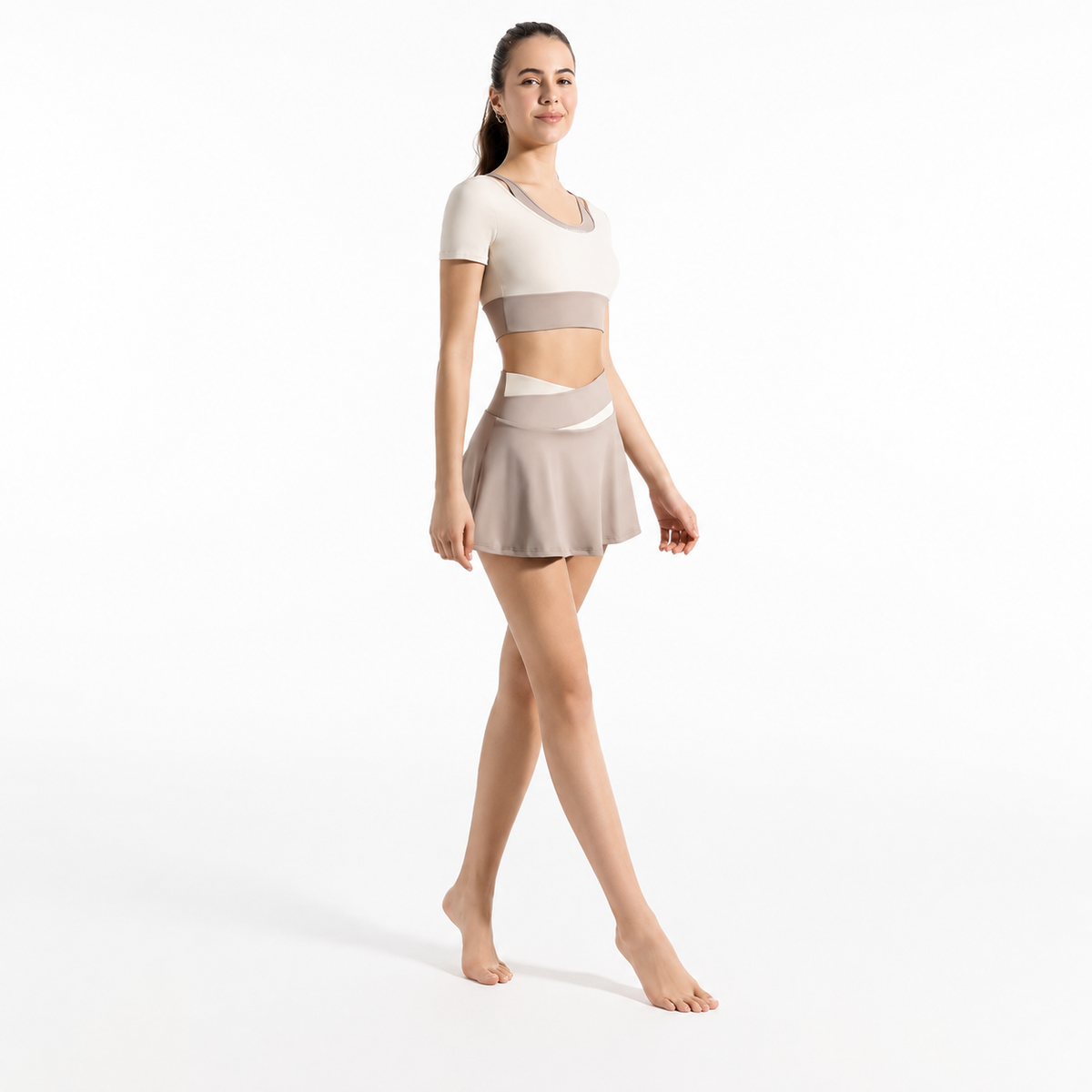 Women’s Quick-Dry Cropped Top & Sports Skort Set