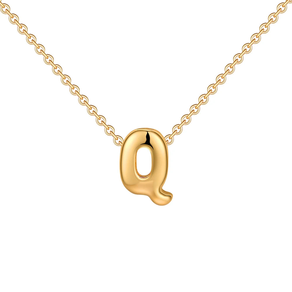 Dainty Mini Bubble Letter Necklace Gold Plated Balloon Initial Tiny Small Pendent Necklaces for Women Jewelry Teen Girls Gifts