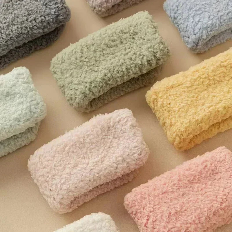 Unisex Coral Plush Winter Socks - 3 Pairs