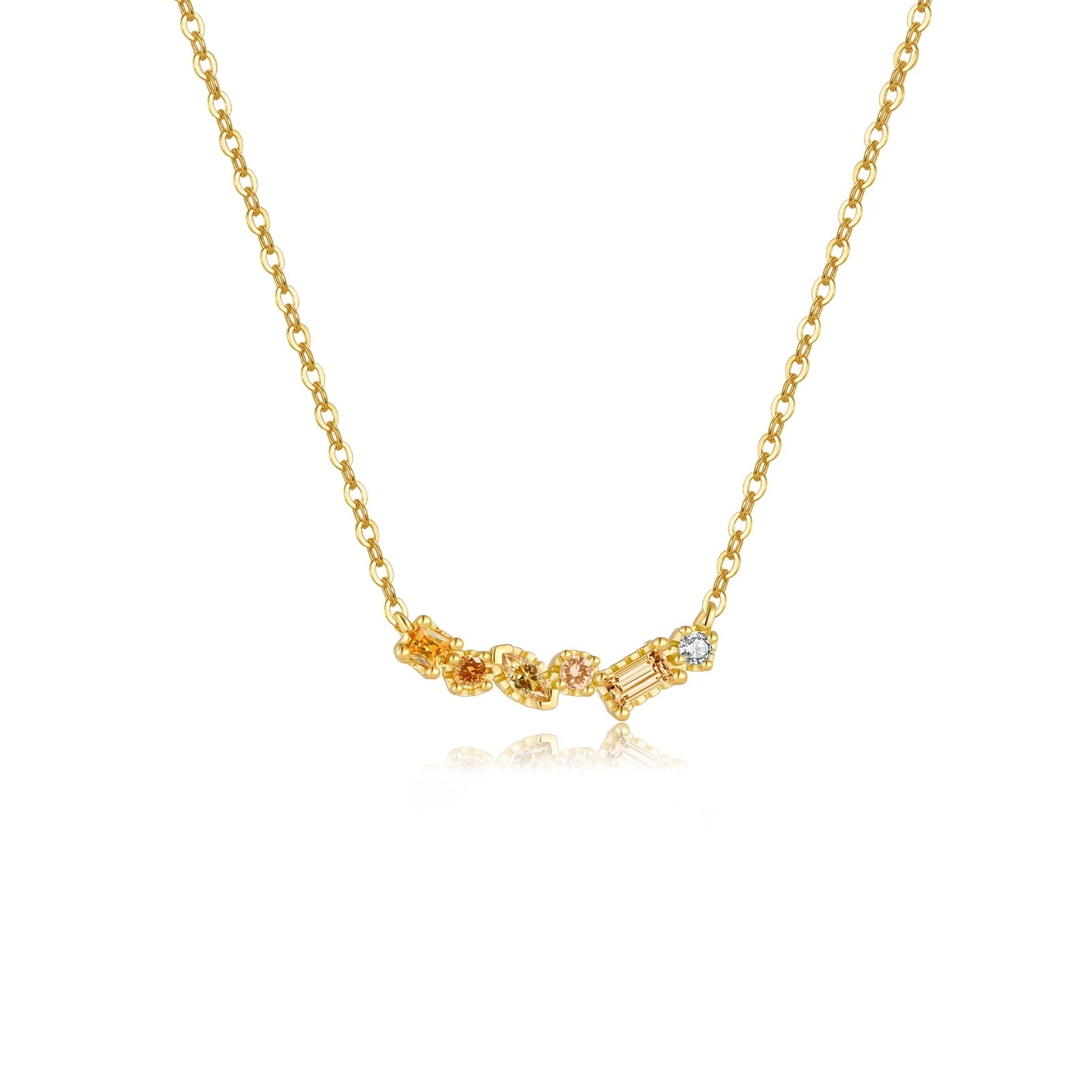 925 Sterling Silver Birthstone Pendant Necklace – Gold-Plated Blue CZ Crystal Long Chain by ANDYWEN