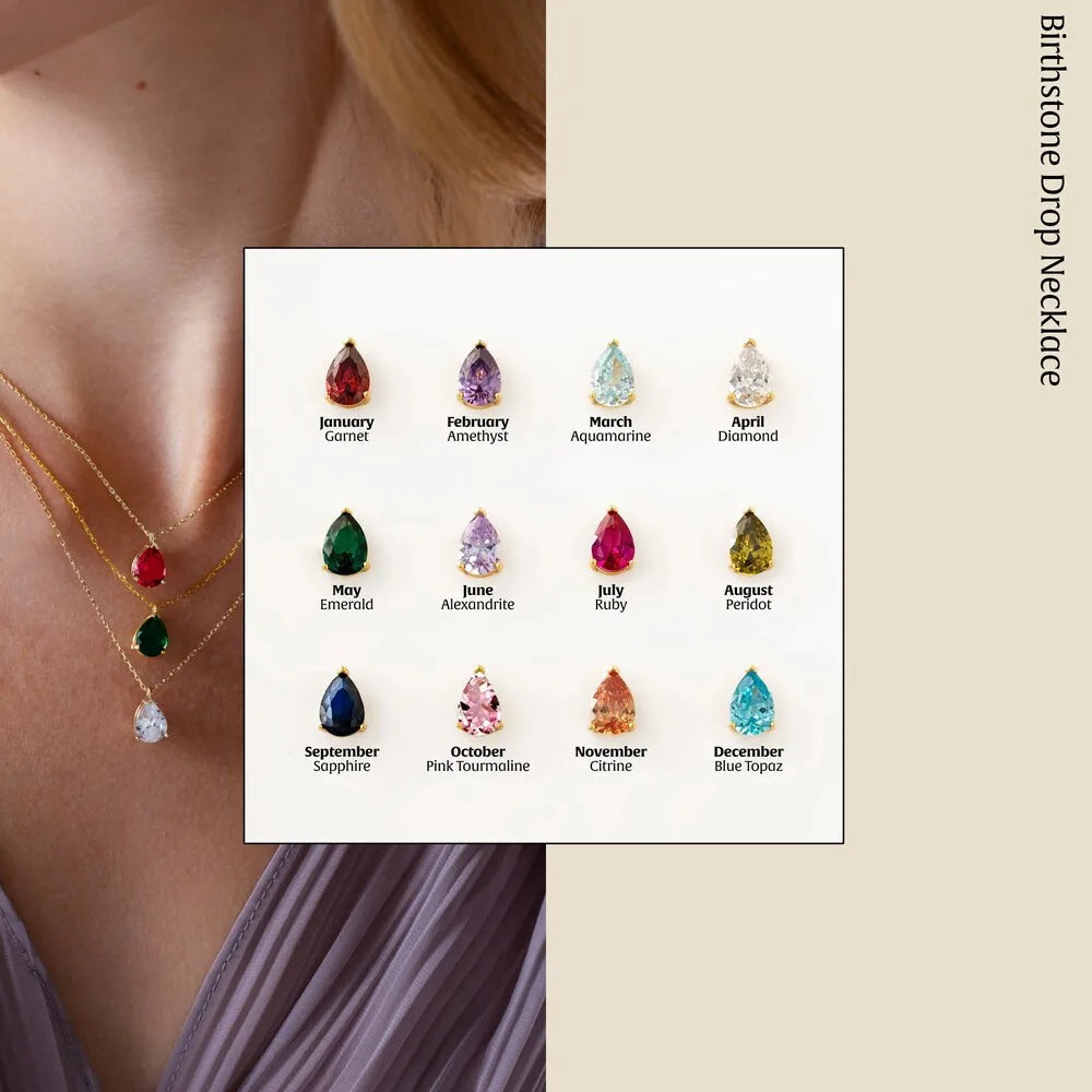 Gold birthstone necklace with green zircon peridot pendant for women