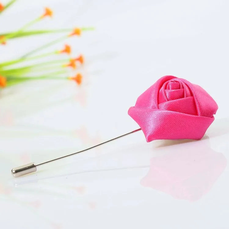 Men Boutonnieres for Wedding Groom Corsage Lapel Pins Ribbon Roses Flower Mensuit Buttonhole Brooch Marriage Accessories