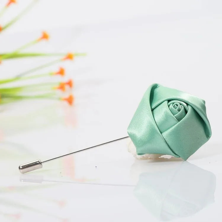 Men Boutonnieres for Wedding Groom Corsage Lapel Pins Ribbon Roses Flower Mensuit Buttonhole Brooch Marriage Accessories