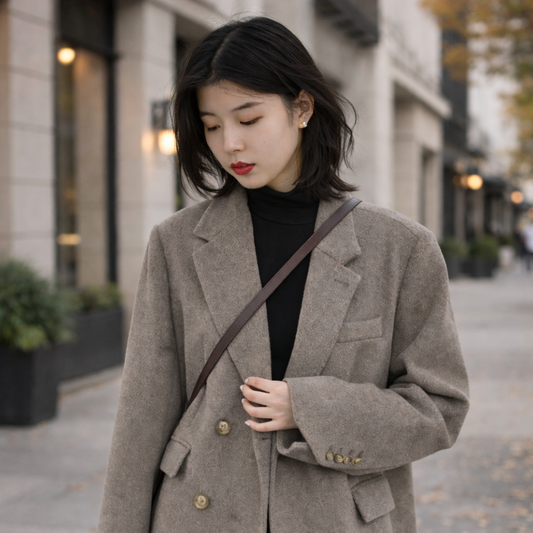 Women’s Wool Blend Long Blazer