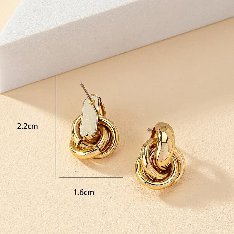 2-Pair Gold & Silver Knot Hoop Earring Set – Shiny Plated Trendy Jewelry for Women | Daily Wear & Gift Set