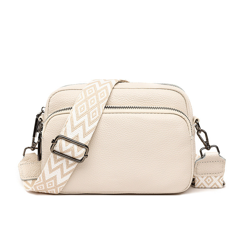 Genuine Leather Crossbody Bag – Litchi Pattern Shoulder Bag