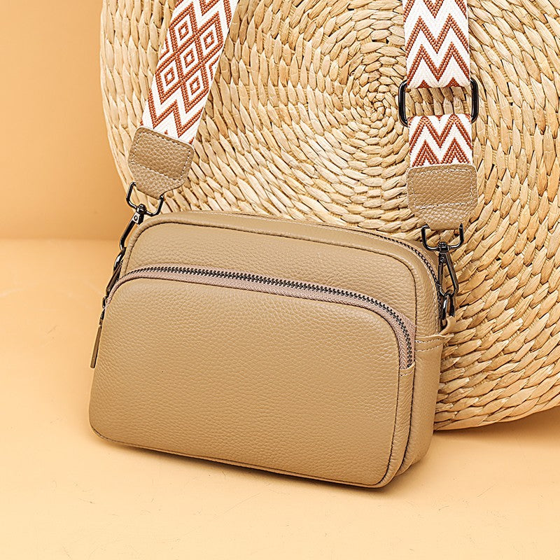 Genuine Leather Crossbody Bag – Litchi Pattern Shoulder Bag