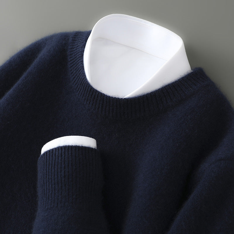 Men’s Wool Sweater – Half-Turtleneck & Crew Neck | Winter Loose-Fit Pullover