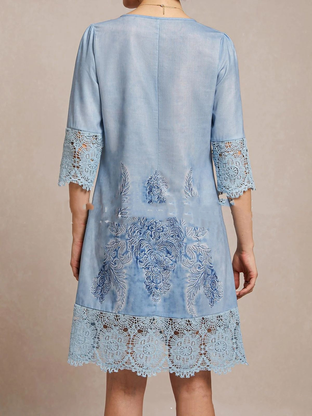 Floral Lace A-Line Midi Dress – Casual Summer Dress