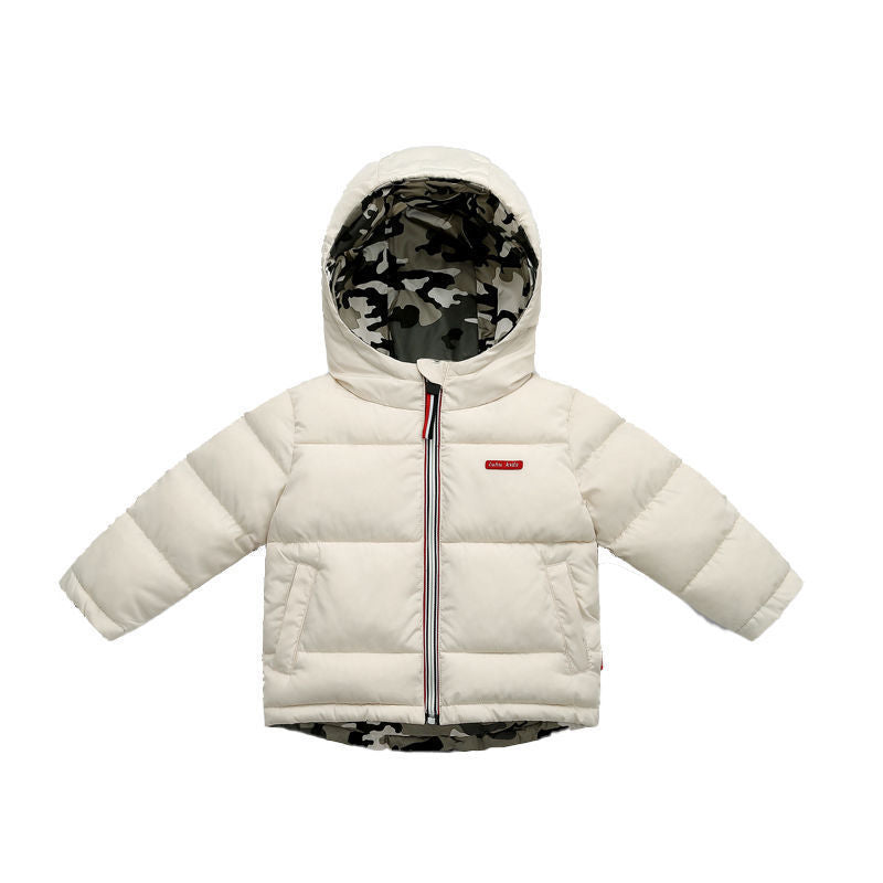 Boys’ Reversible Winter Jacket (Ages 3–8) – Hooded Double-Sided Coat