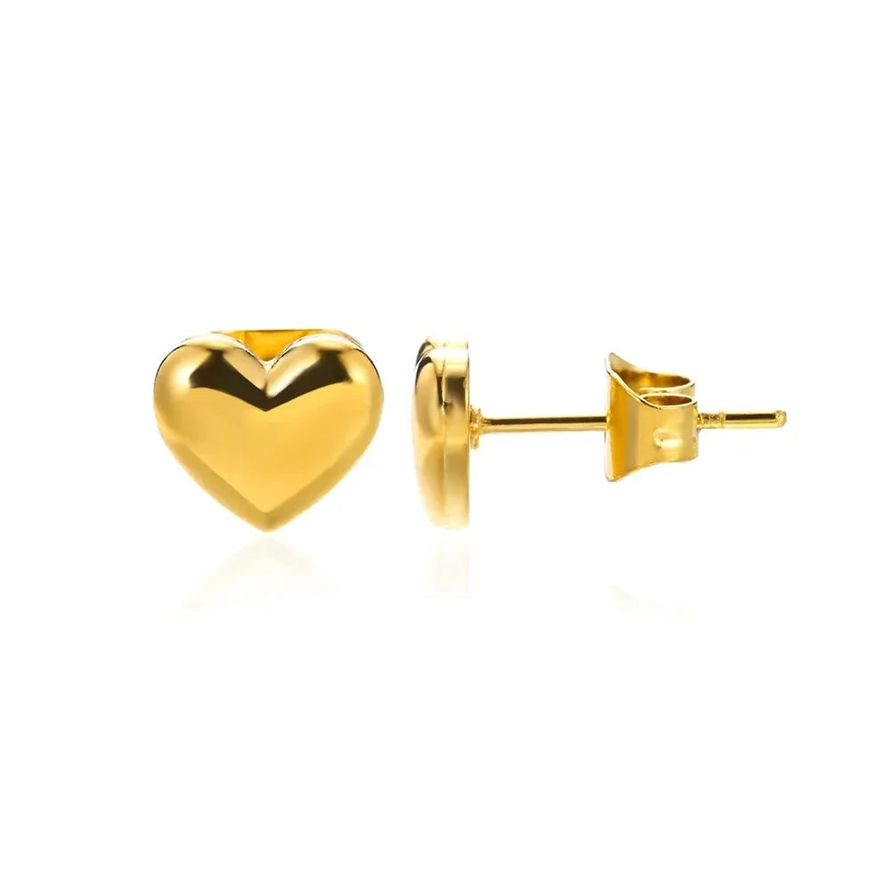 Hollow Zircon Heart Earrings – Gold Stainless Steel Luxury Jewelry for Women