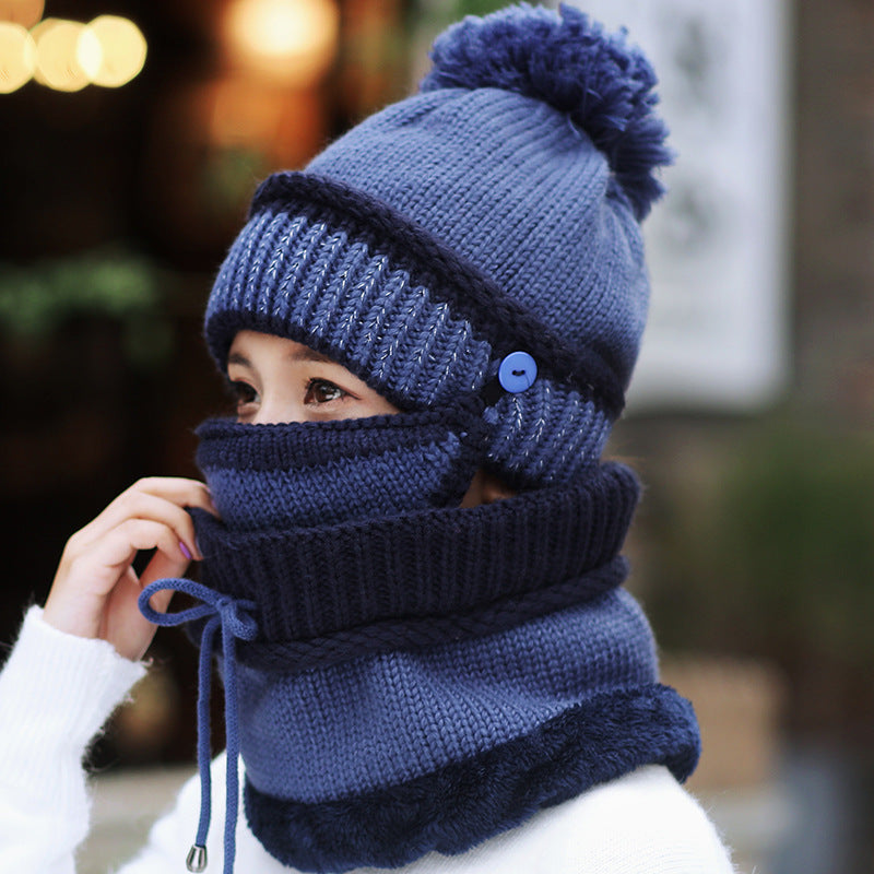 Women’s Winter Knit Hat with Neck Warmer & Face Mask – Thick Warm Windproof Beanie Set