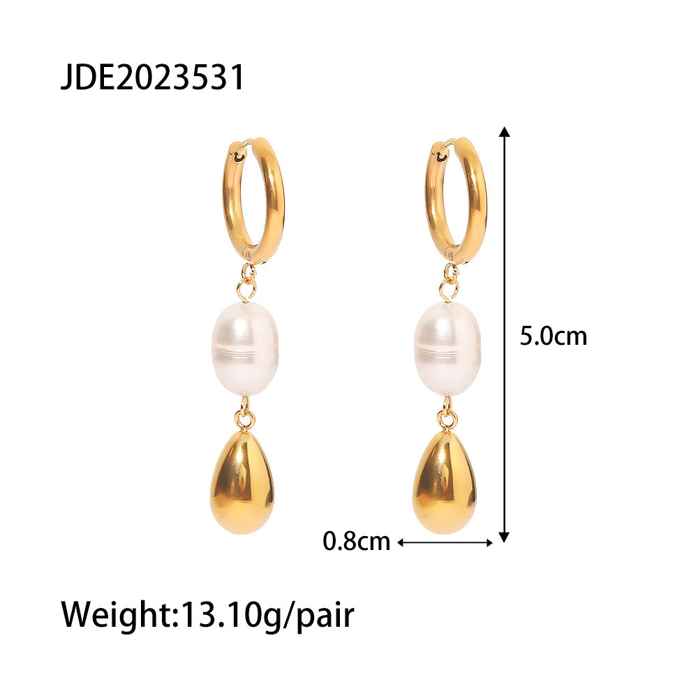 Pearl Drop Hoop Earrings – Elegant Minimalist Jewelry
