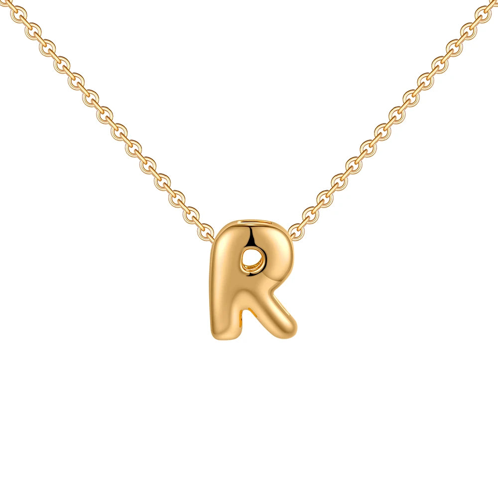 Dainty Mini Bubble Letter Necklace Gold Plated Balloon Initial Tiny Small Pendent Necklaces for Women Jewelry Teen Girls Gifts