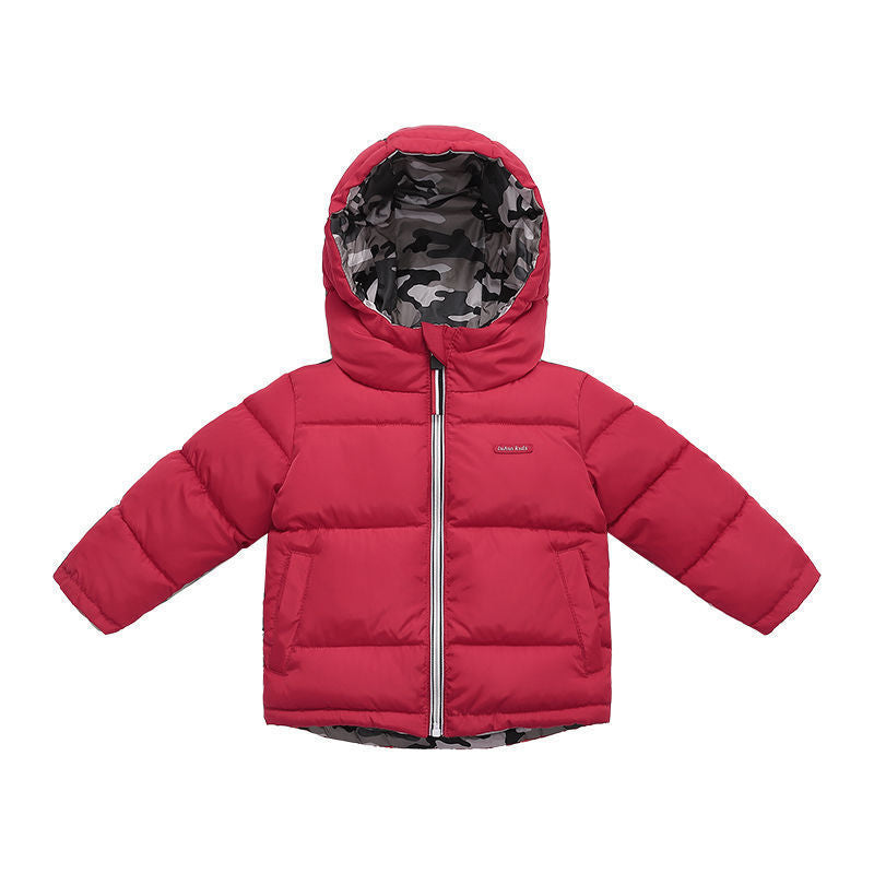Boys’ Reversible Winter Jacket (Ages 3–8) – Hooded Double-Sided Coat