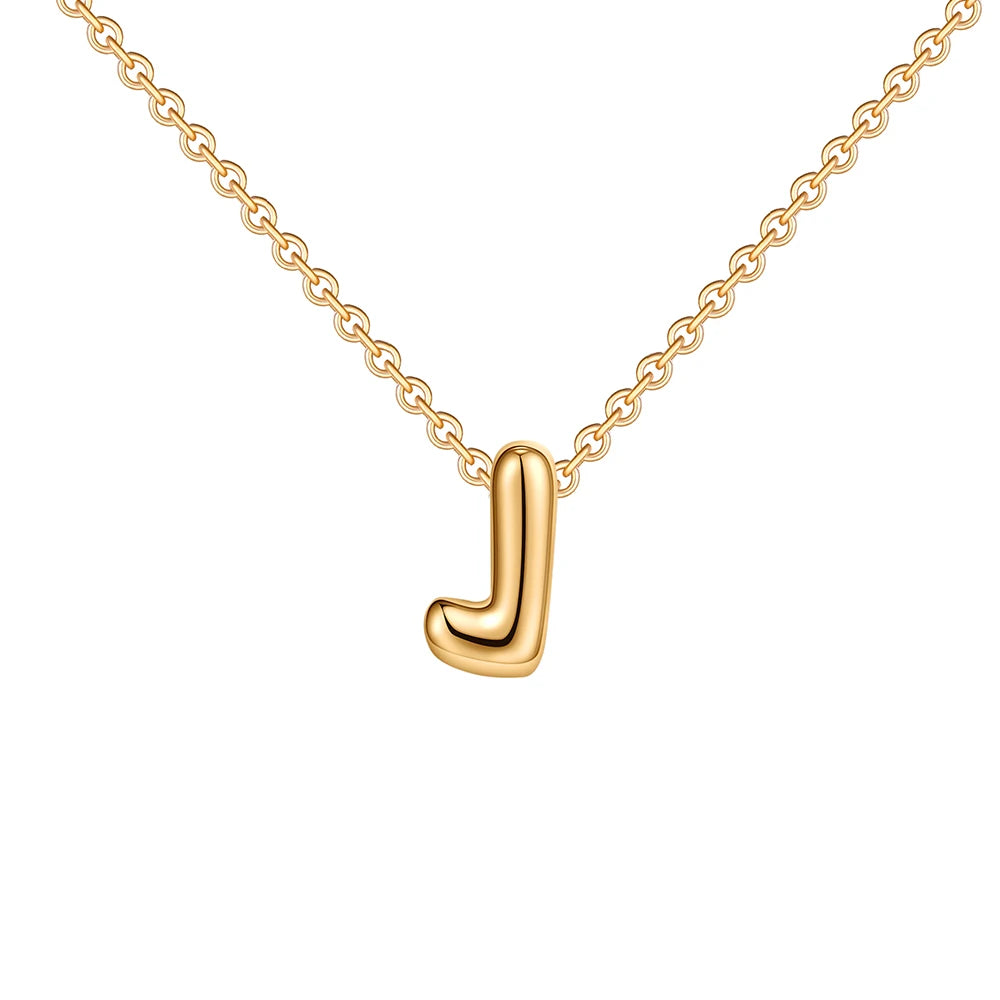Dainty Mini Bubble Letter Necklace Gold Plated Balloon Initial Tiny Small Pendent Necklaces for Women Jewelry Teen Girls Gifts