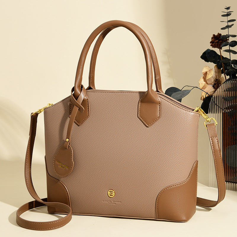 Classic Contrast-Trim Top-Handle Crossbody Bag