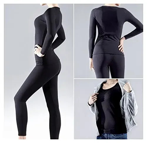 Women’s Fleece-Lined Thermal Base Layer Set – Lightweight Long-Sleeve Top & Leggings